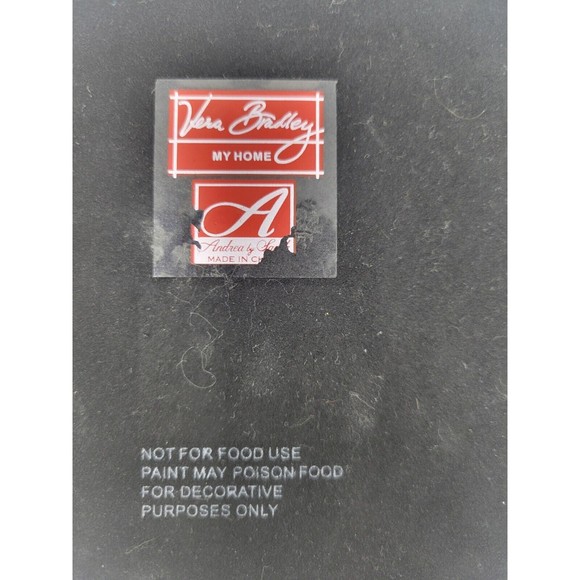 Vintage Vera Bradley Plate Decor Floral Black Hand painted 1990s - Picture 3 of 3